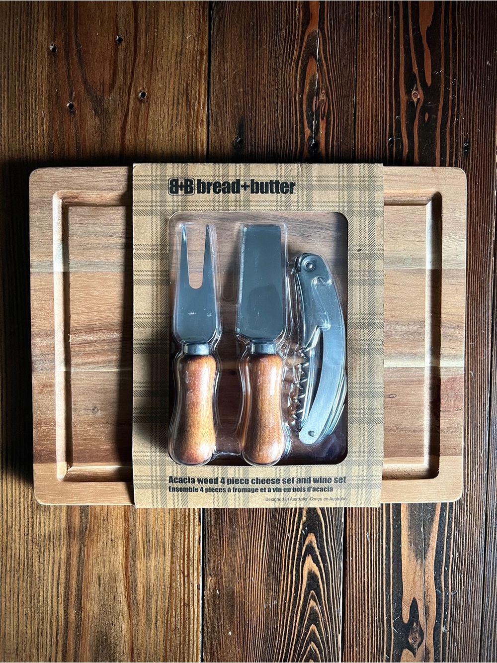 BREAD + BUTTER • Acacia wood cheese wine set mini charcuterie board rustic homey